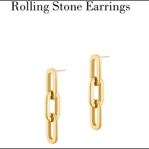 Electric Picks Jewelry Rolling Stone Earrings -Gold
